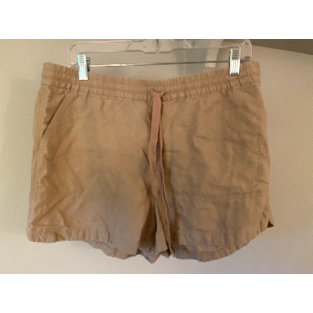 J CREW Lot of Two Pull On Linen Blend Shorts Khaki  Army Green L Pockets